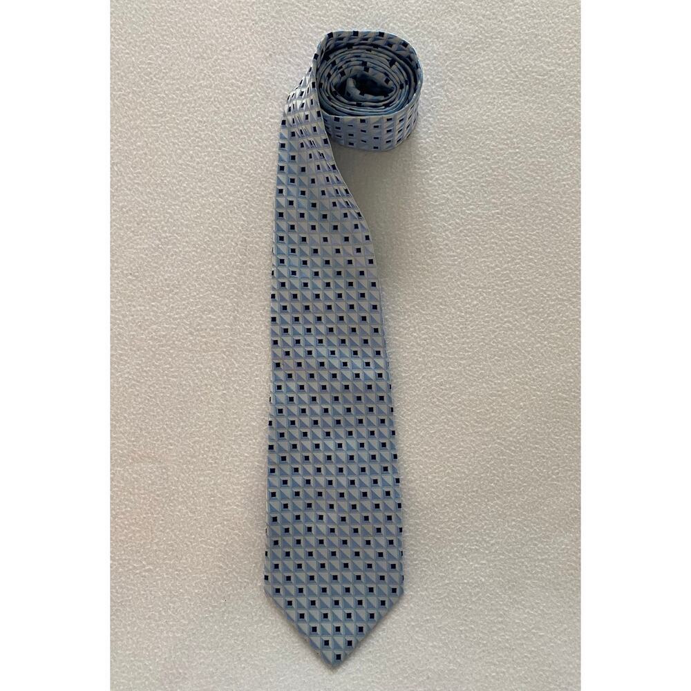 Giorgio Armani Men’s Necktie 100% Silk Blue Geometric Luxury Made In Italy EUC